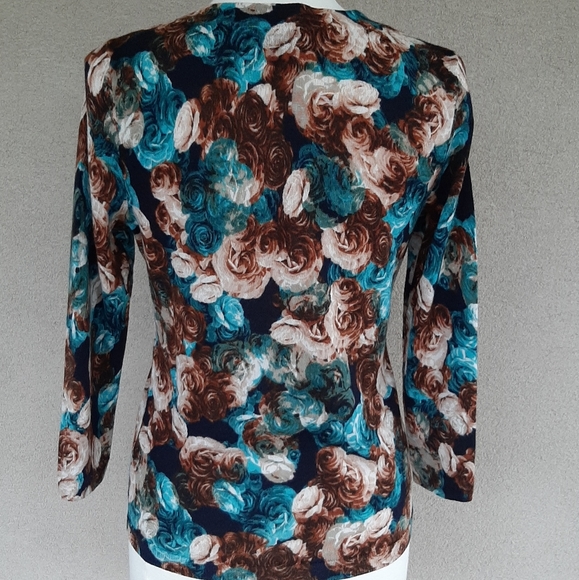 TALBOTS Merino Wool Rose Printed Sweater - Picture 3 of 8